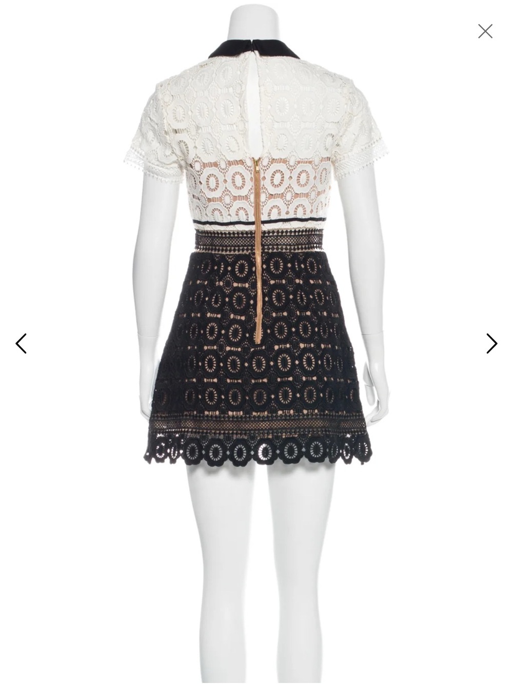 SelfPortrait WhiteBlack Lace Felicia Collared Mini Dress size 2 NWT - Picture 3 of 12